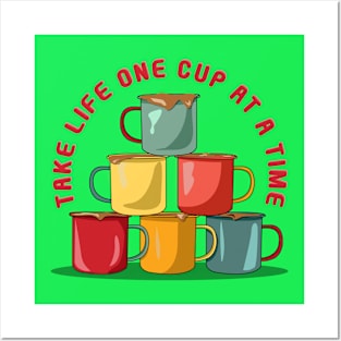 Colorful Coffee Cup Pyramid - Motivational Java Delight Posters and Art